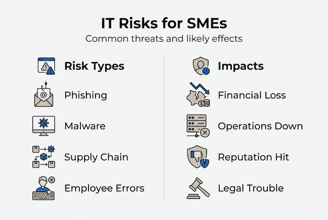 Infographic of IT risk types and impacts