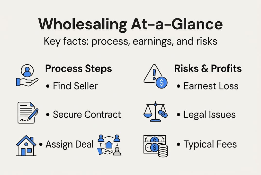 Infographic of wholesaling process, profits, risks