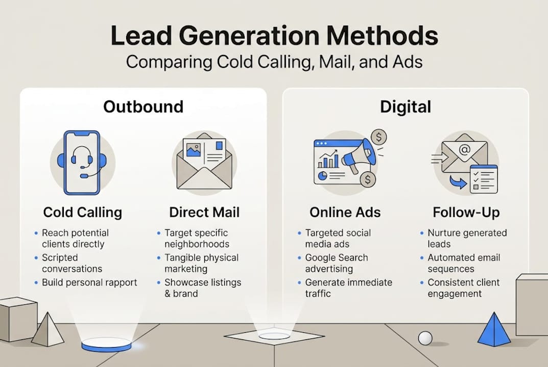 Infographic comparing real estate lead methods