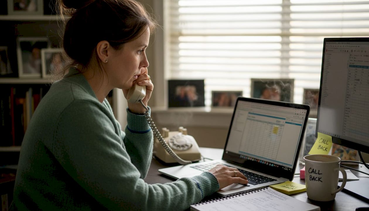 Real estate worker making persistent follow-up calls