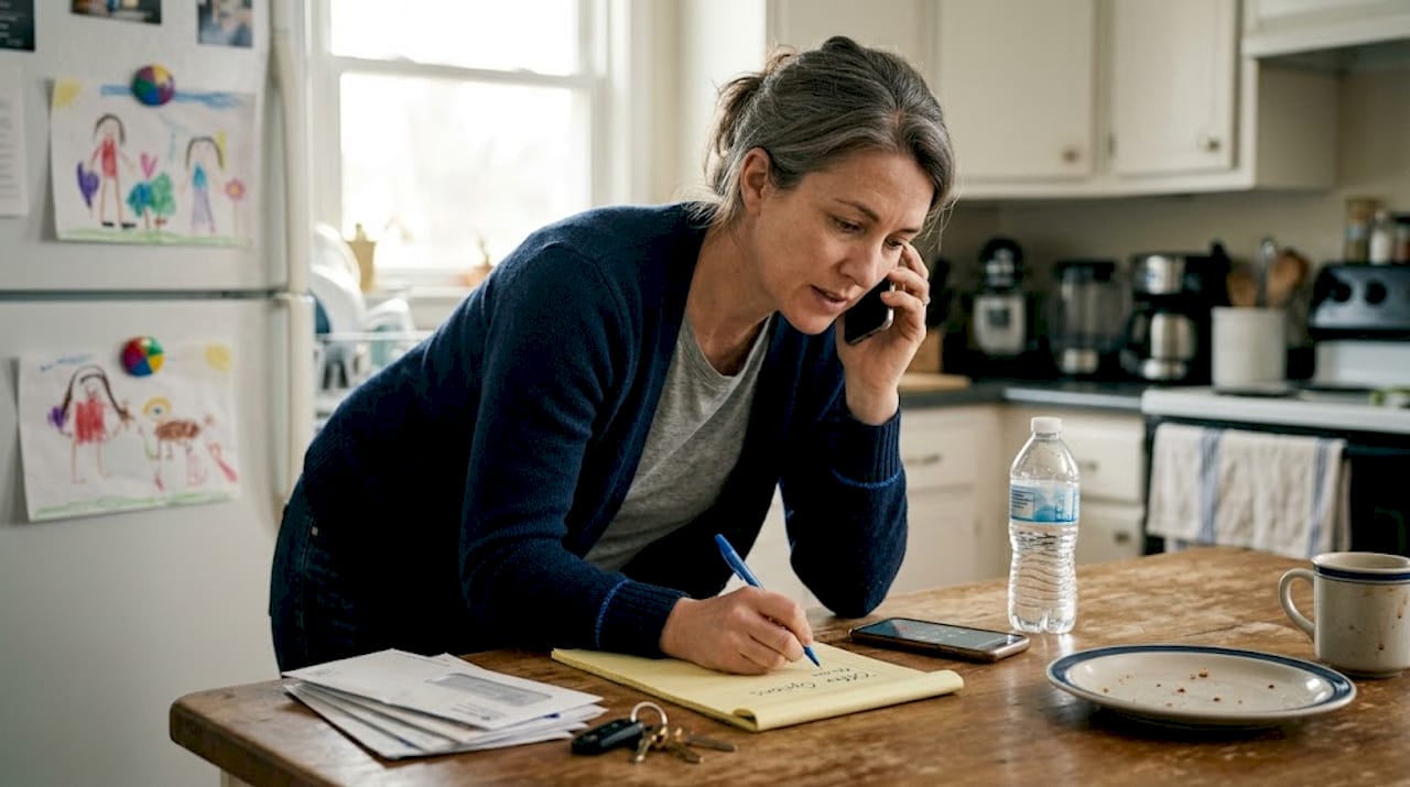 Homeowner plans real estate negotiation at kitchen table