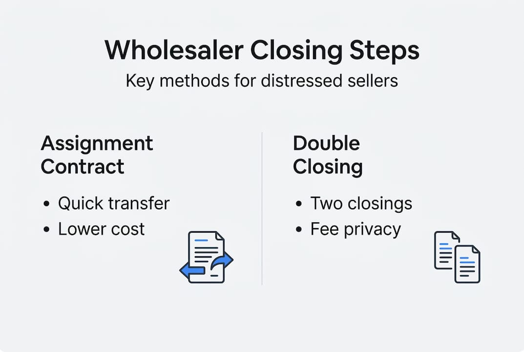 Infographic showing assignment and double closing steps