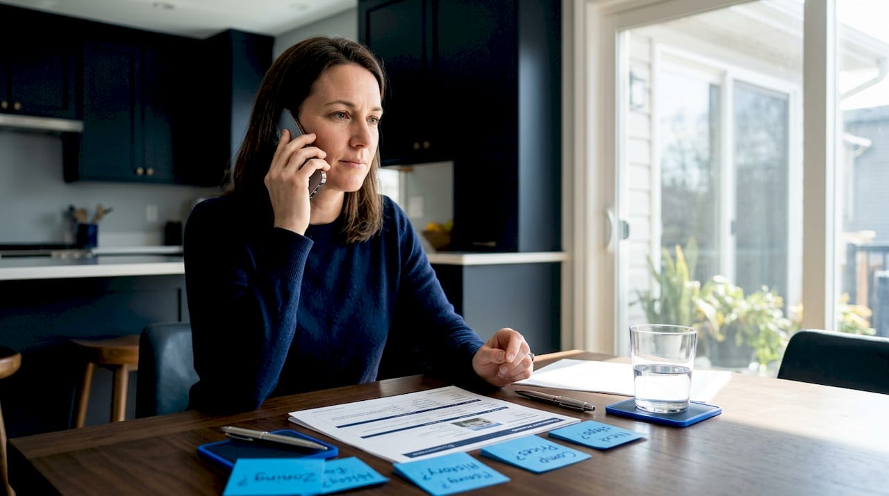 Woman qualifying distressed property lead by phone