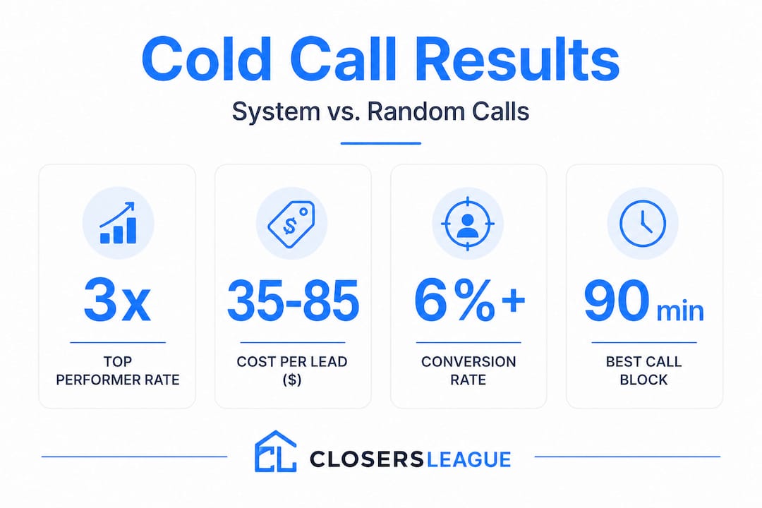 Infographic comparing cold calling success metrics side by side