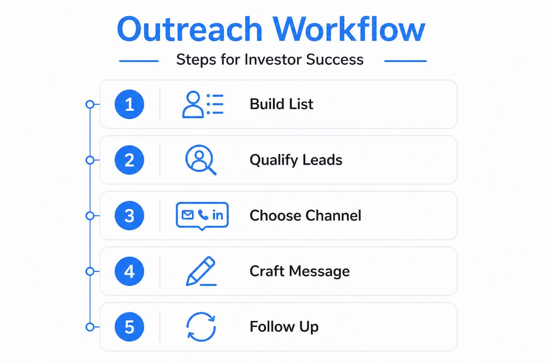 Infographic showing outreach workflow in five steps