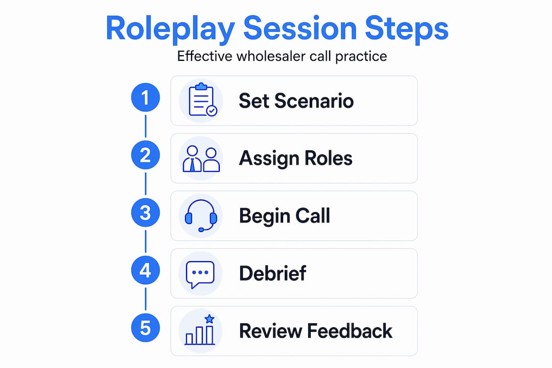 Infographic outlining wholesaler roleplay session steps