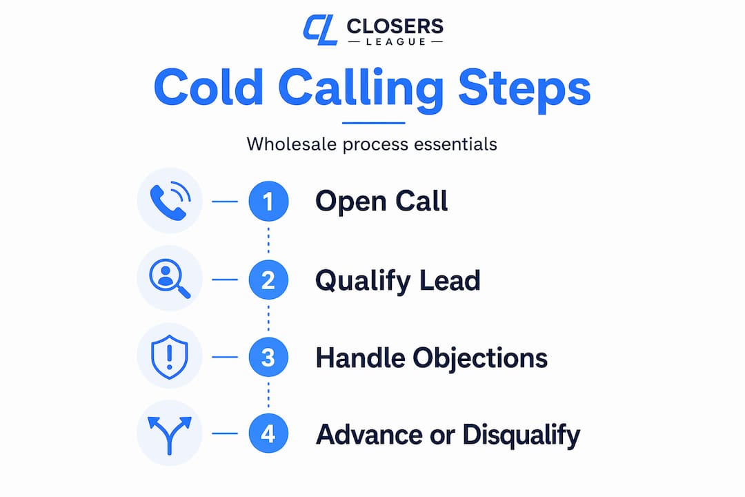 Infographic showing wholesale cold calling steps
