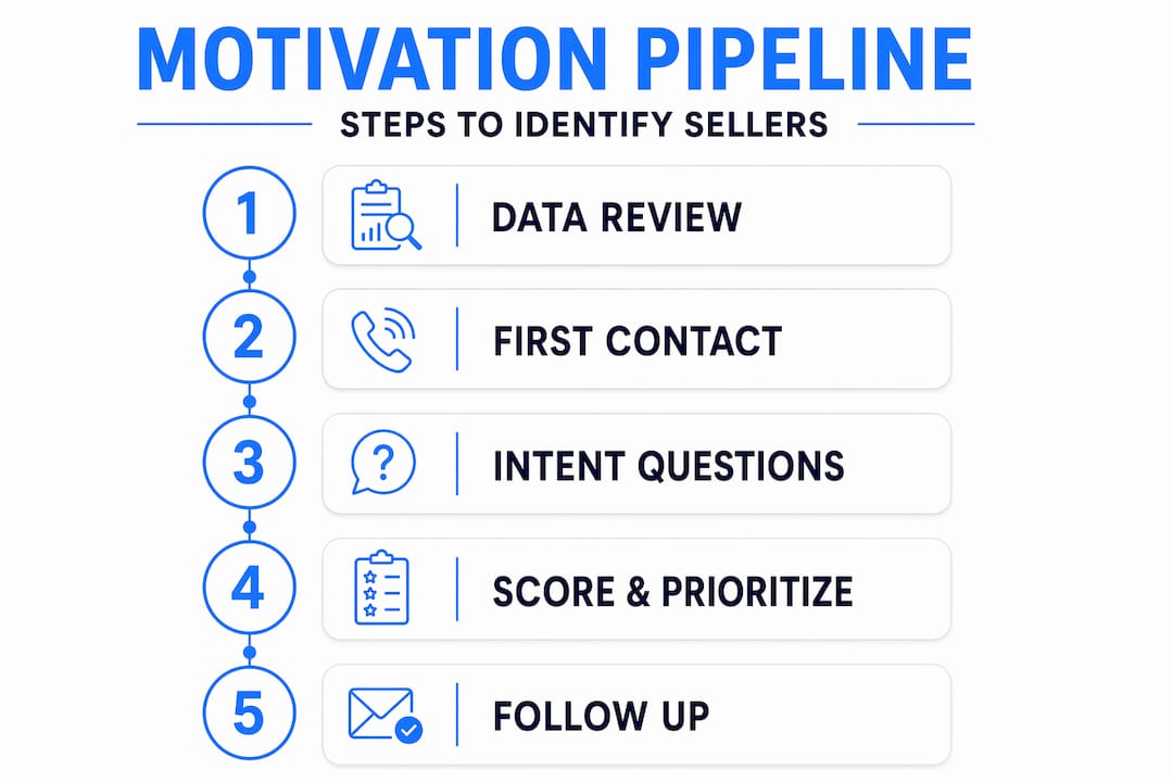 Infographic five-step seller motivation pipeline