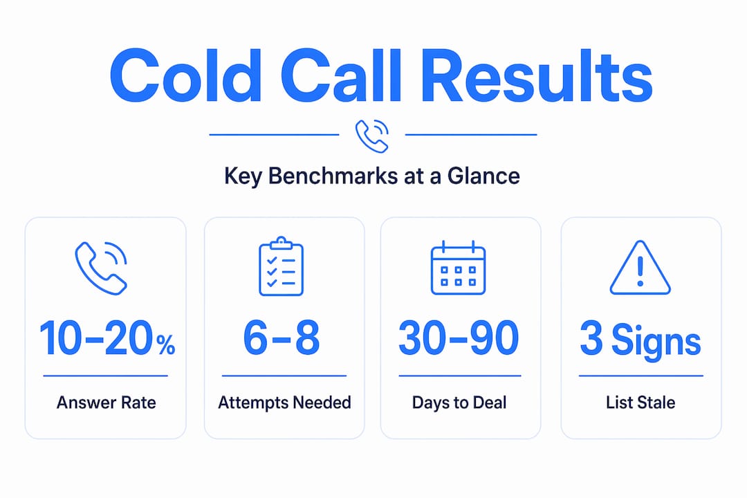Infographic with cold call results and KPIs