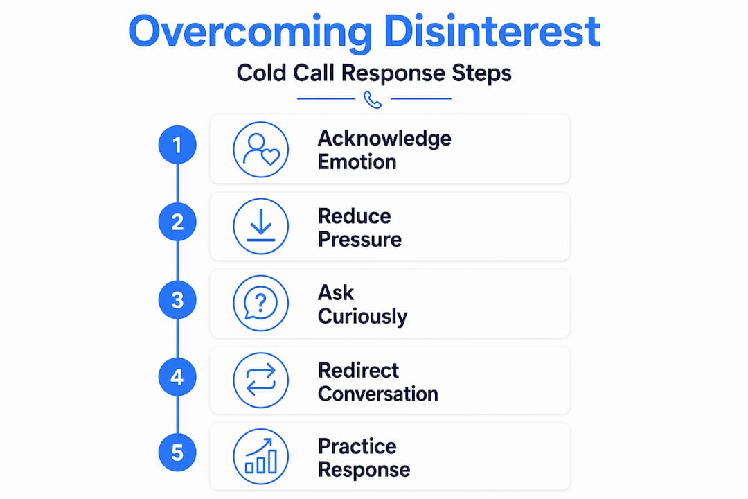 Infographic outlining steps to handle not interested objection