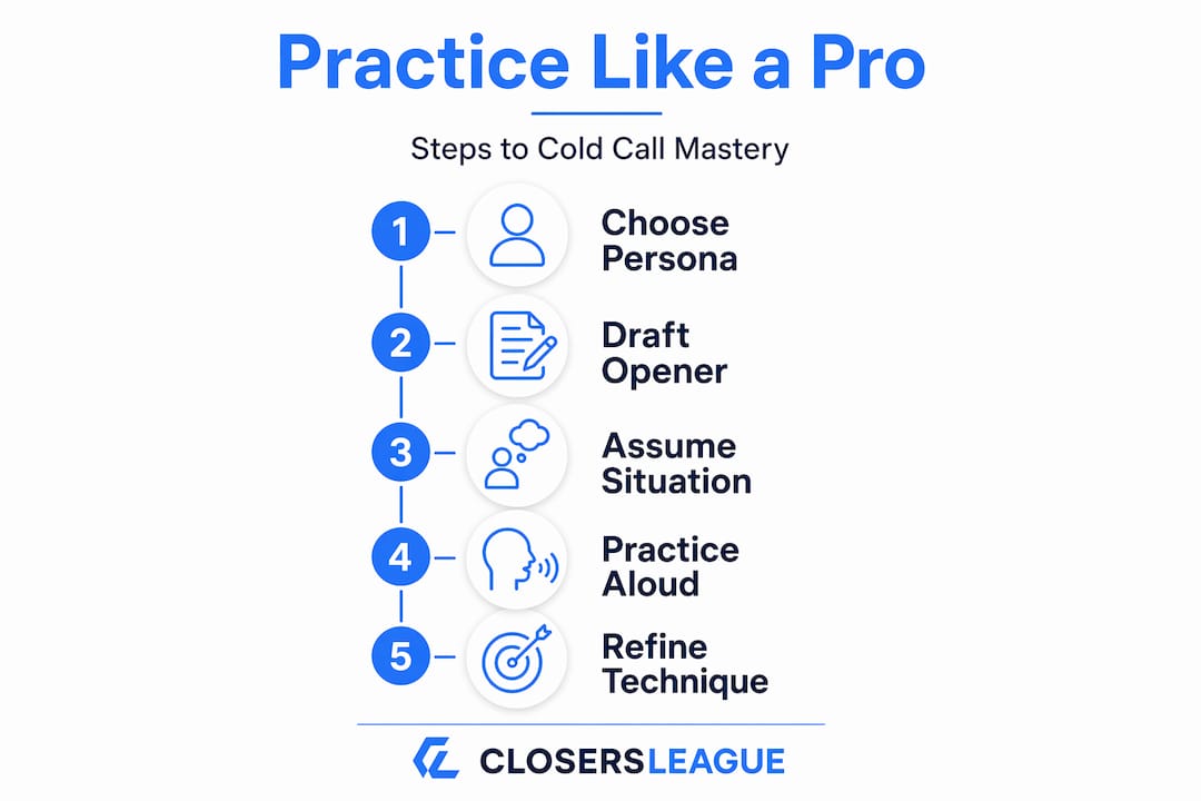 Infographic with five steps to cold call mastery