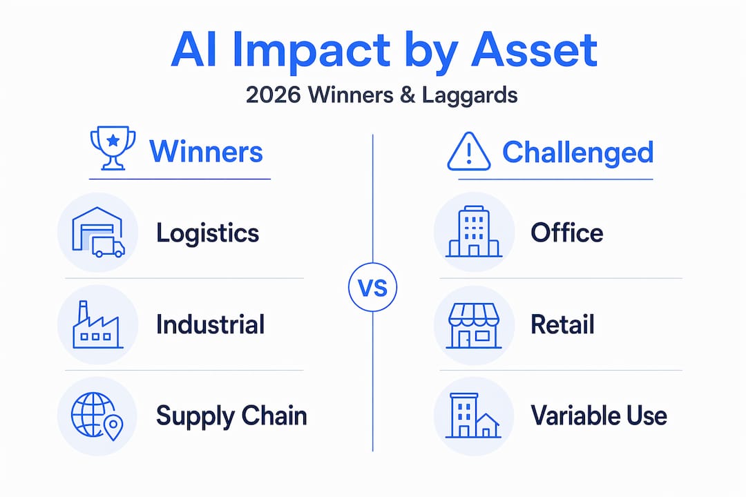 Infographic comparing AI impact on asset classes