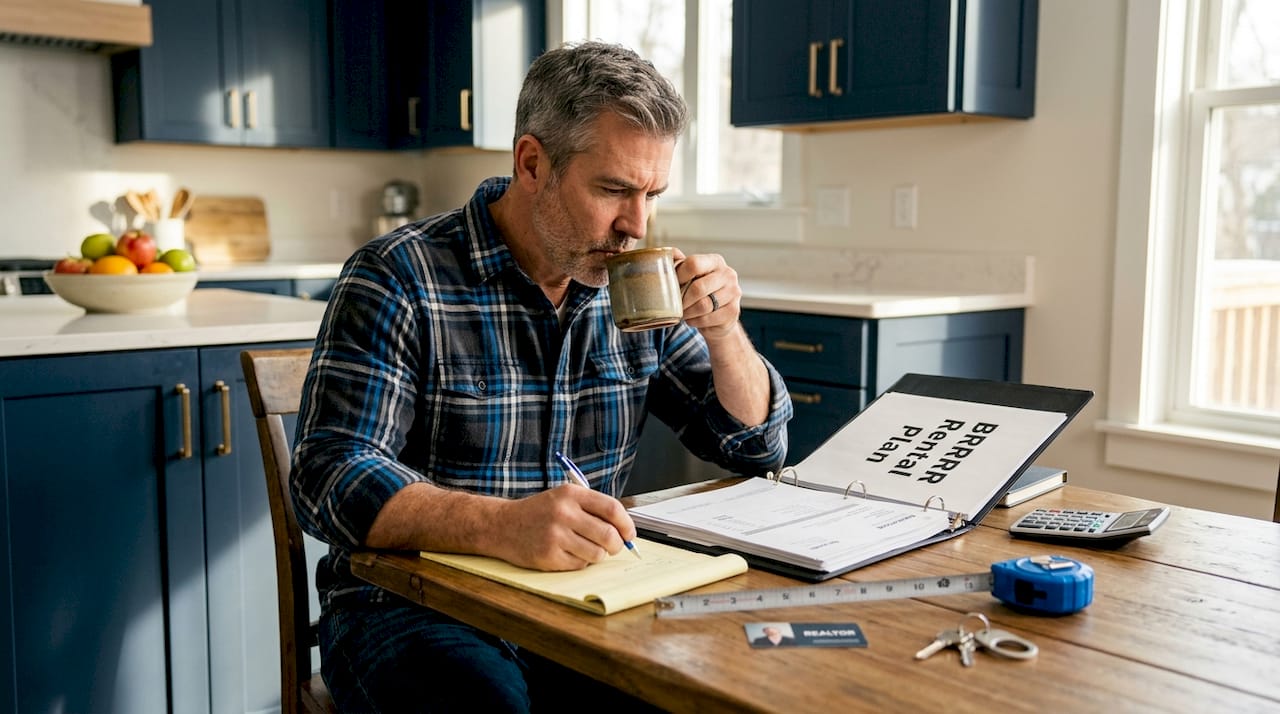 BRRRR investor reviewing renovation paperwork