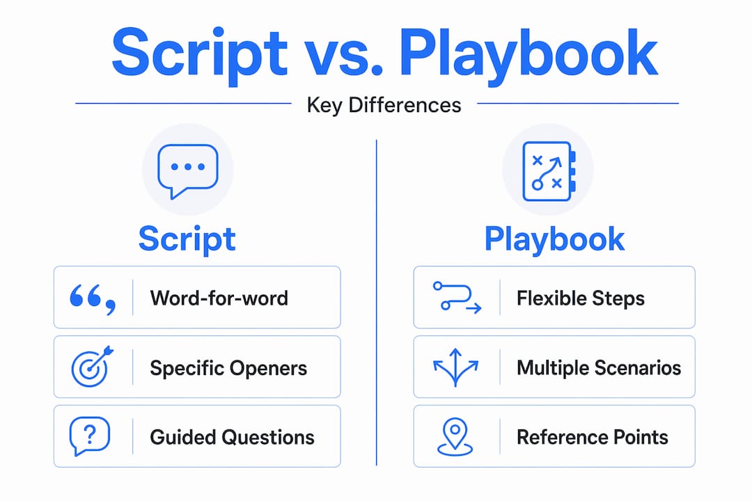Infographic comparing script and playbook features
