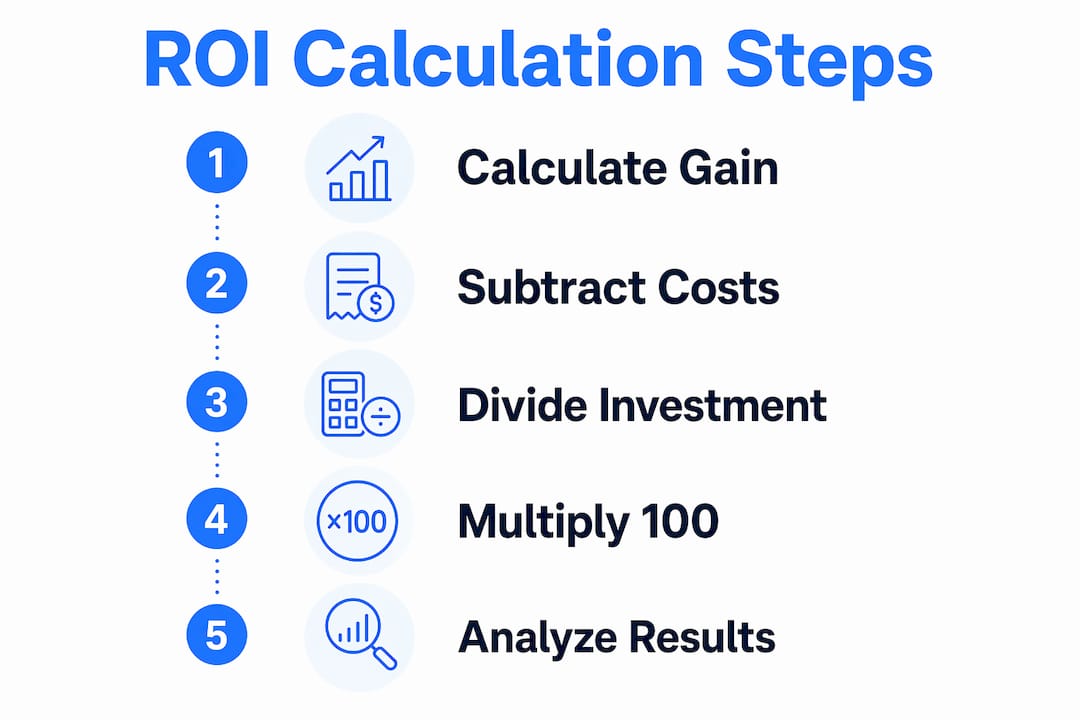 Infographic illustrating steps to calculate ROI in wholesaling
