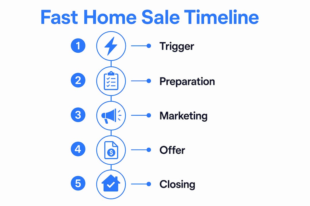 Infographic showing fast home sale timeline steps