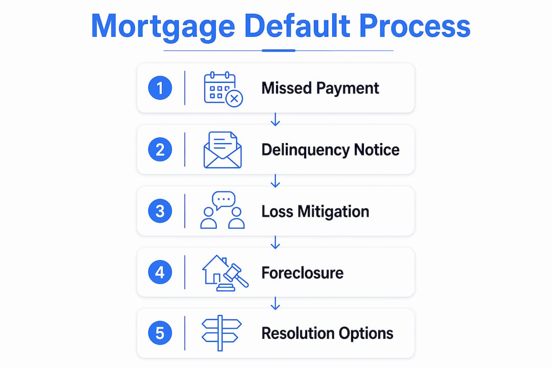 Infographic outlining mortgage default stages
