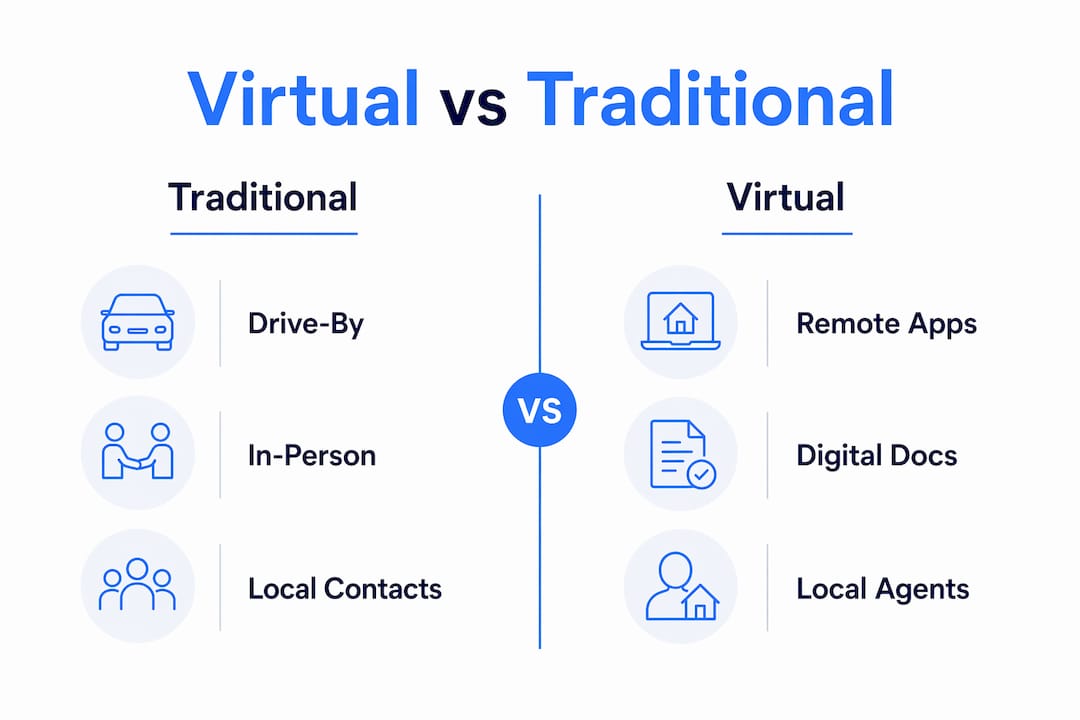 Infographic comparing traditional and virtual wholesaling
