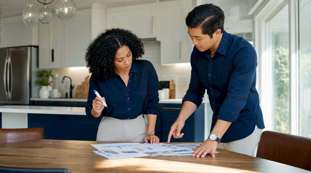 Two investors discussing real estate comparables