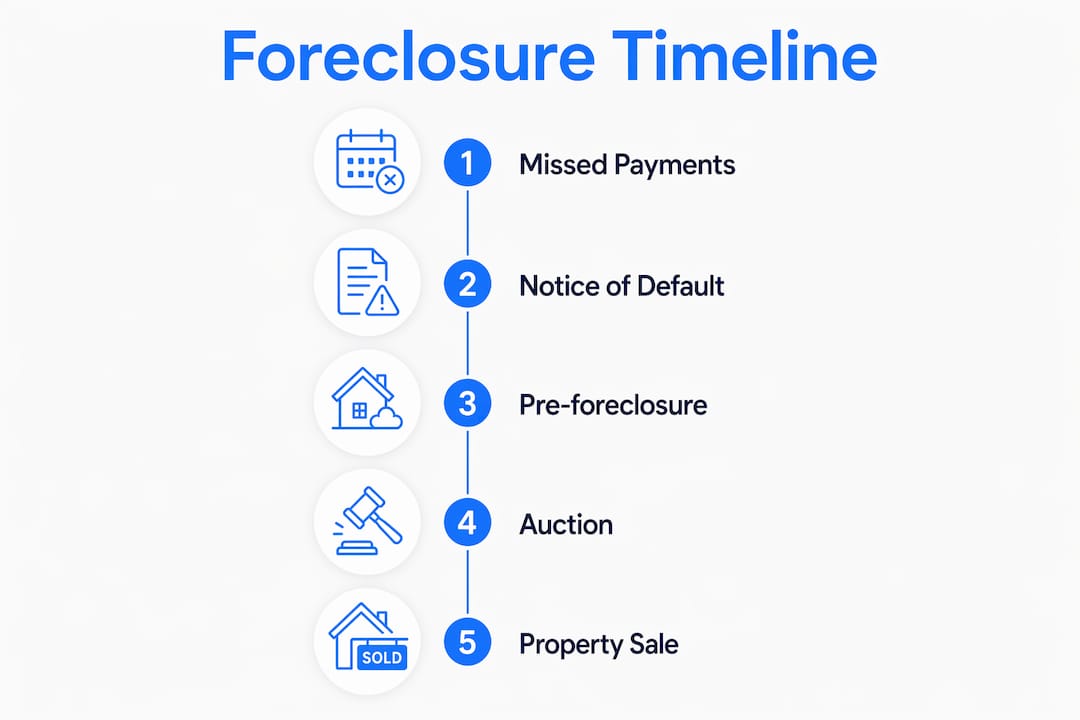 Infographic showing foreclosure process steps