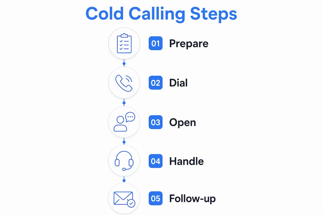 Infographic outlining cold calling steps