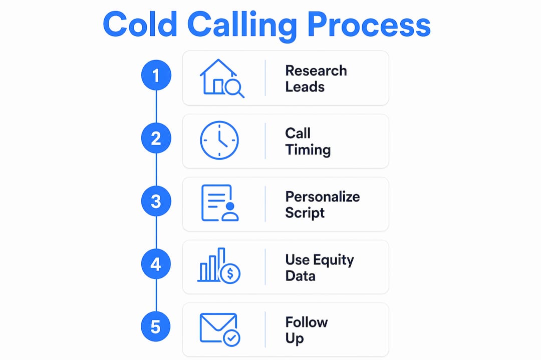 Infographic outlining cold calling process steps
