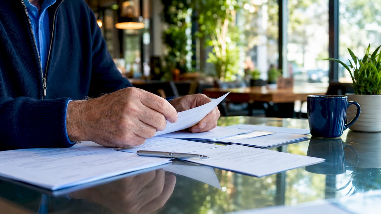 Hands organizing borrower financial documents