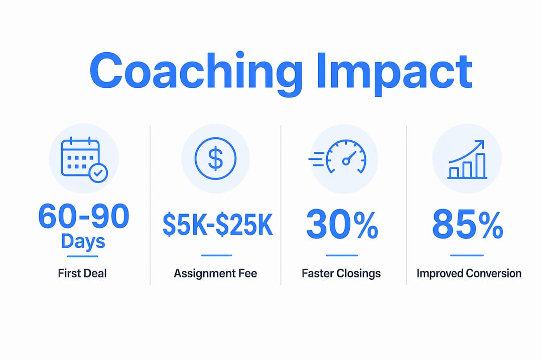 Infographic showing measurable benefits of wholesaling coaching