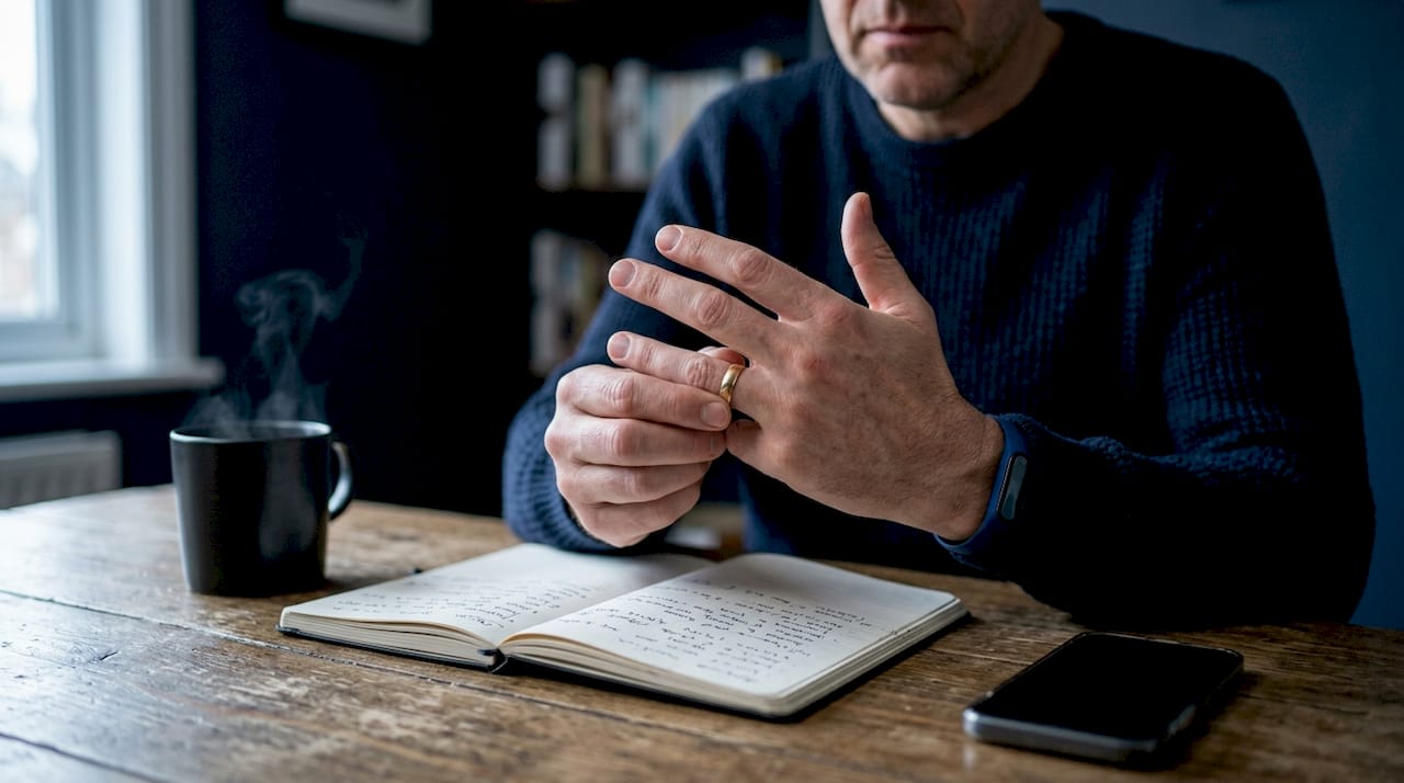 Close-up of nervous seller's hands