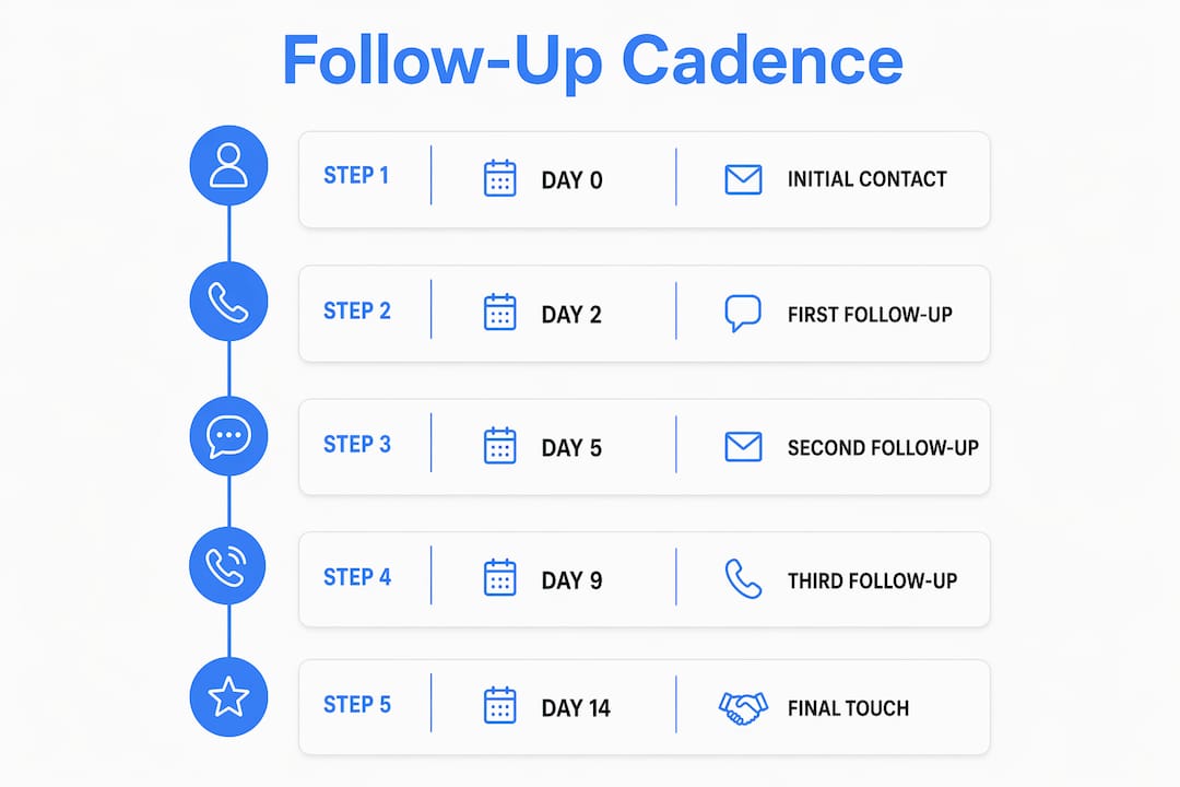 Infographic illustrating structured real estate follow-up timeline