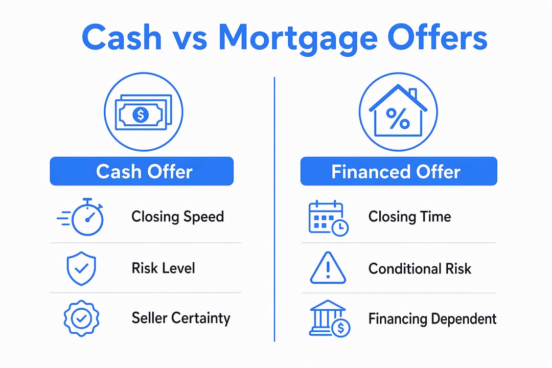 Infographic comparing cash and financed real estate offers