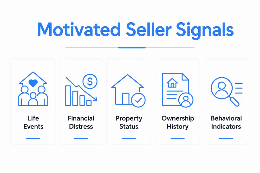 Infographic showing hierarchy of motivated seller data signals