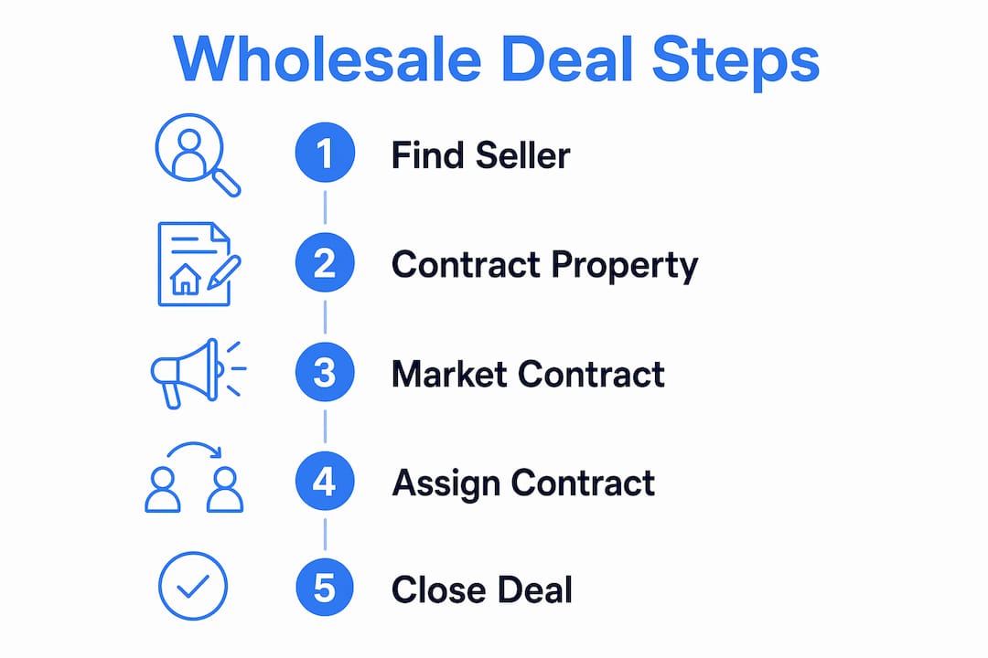 Infographic showing steps in wholesale real estate deal