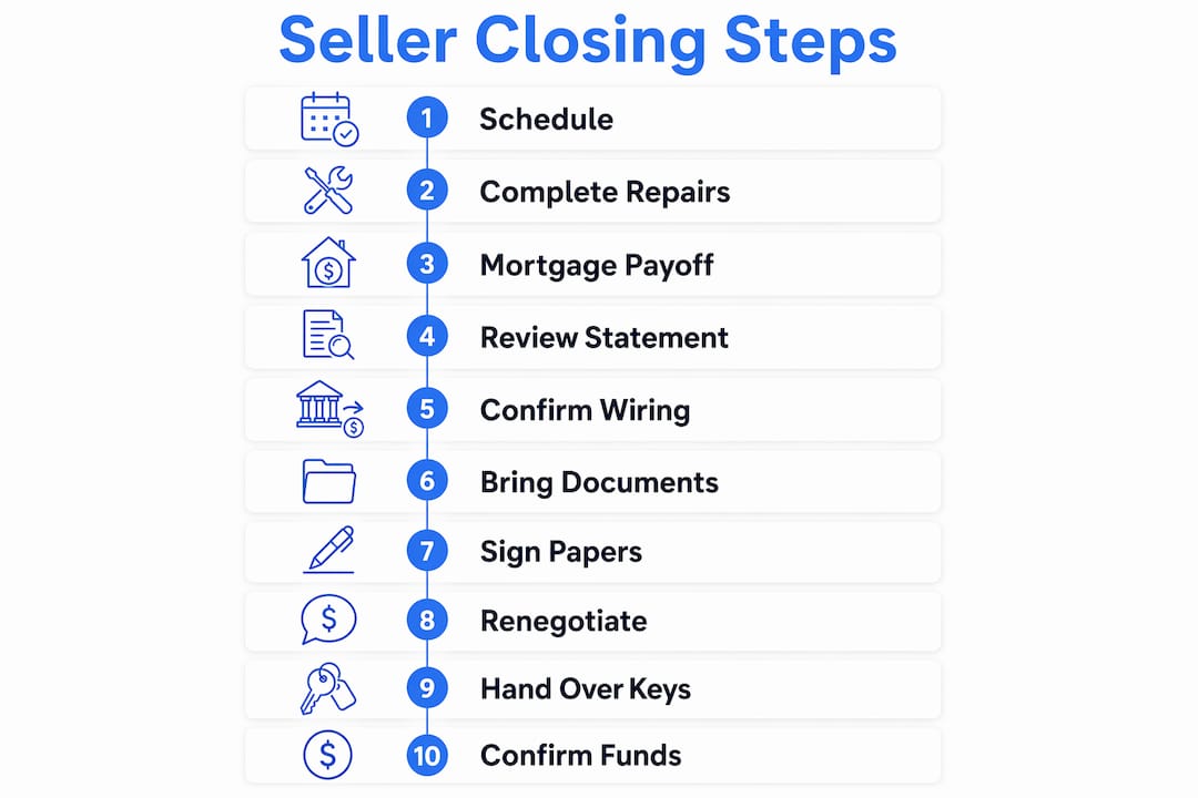 Infographic showing step-by-step seller closing process