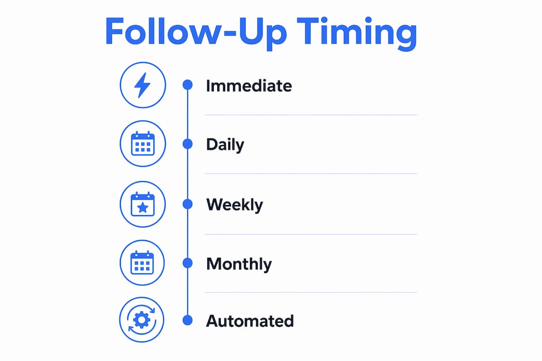 Infographic showing follow-up timing workflow steps