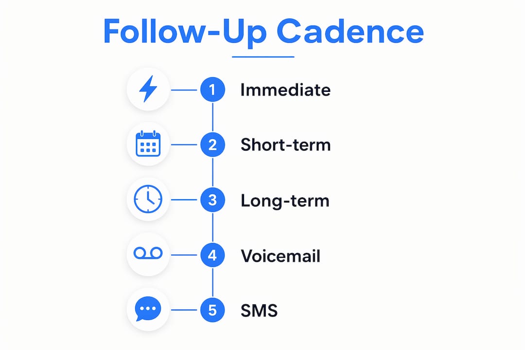 Infographic illustrating follow-up calling cadence steps