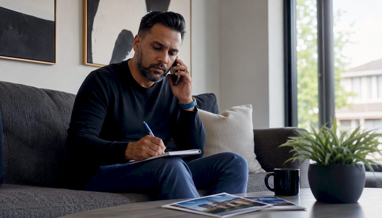 Investor’s hands taking notes during cold call