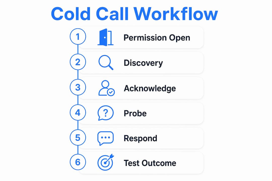 Infographic showing cold call objection handling steps