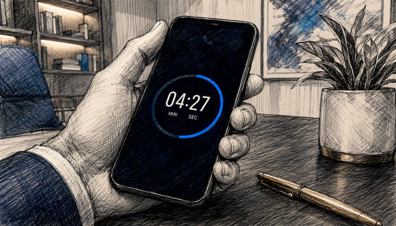 Smartphone timer running during real estate call