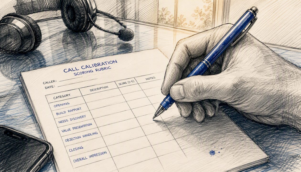 Hand marking call scorecard during calibration