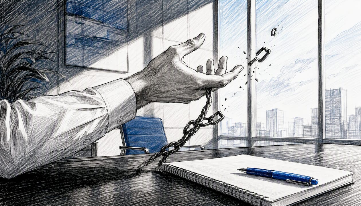 Hand releasing rope symbolizes psychological reactance