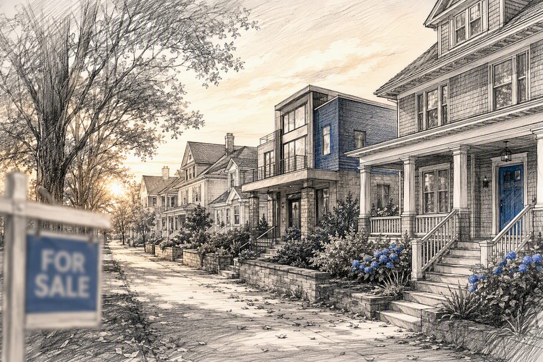 Residential street depicting local market conditions