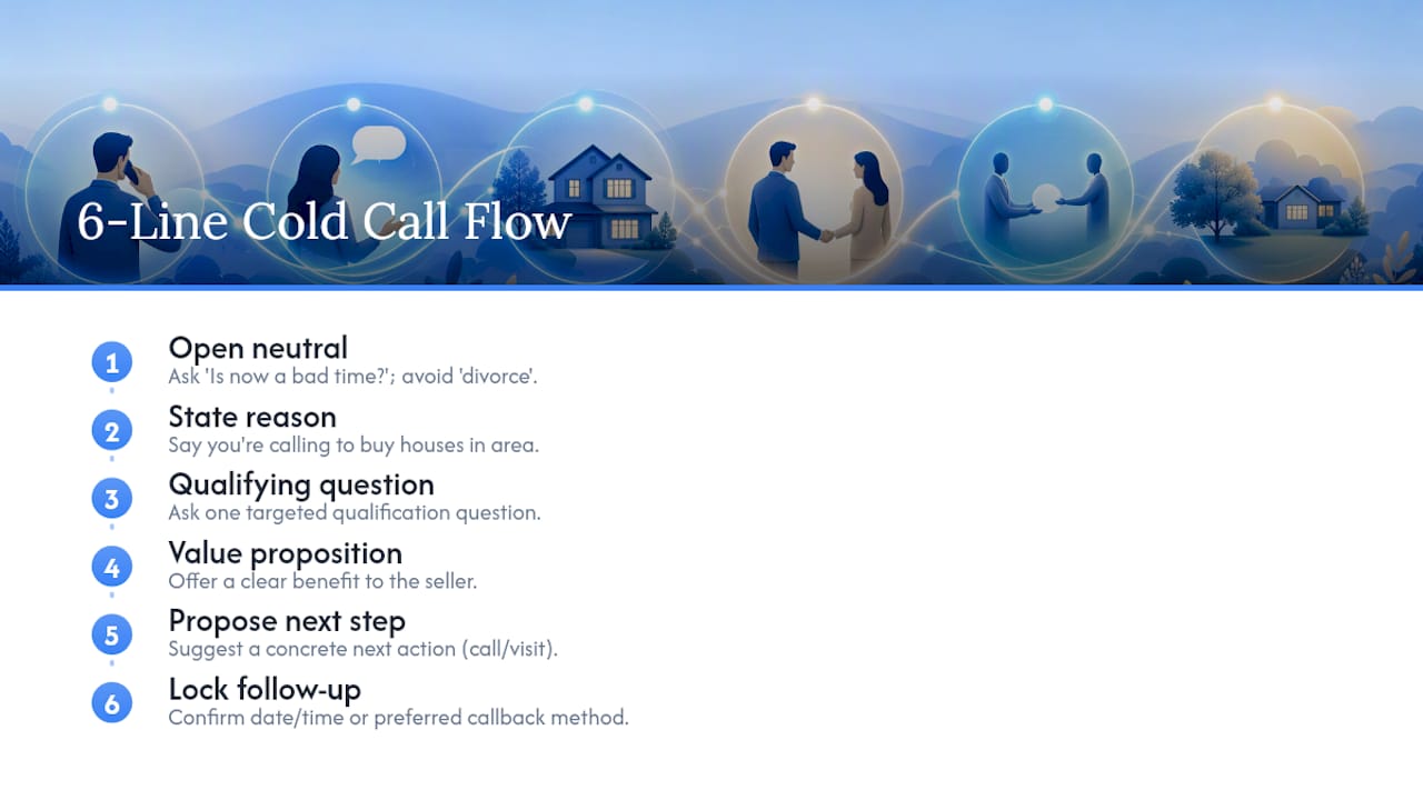 Diagram of 6-line cold call script flow