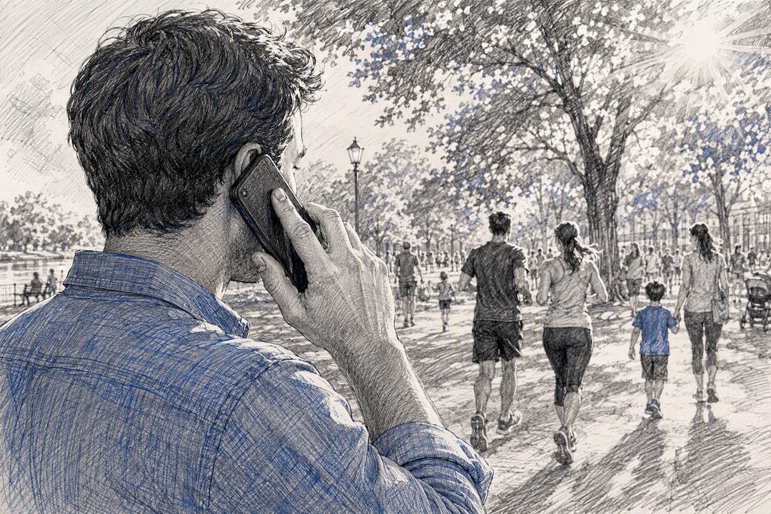 Hand holding phone making a call outdoors