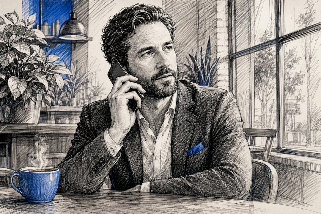 Real estate investor listening attentively on phone