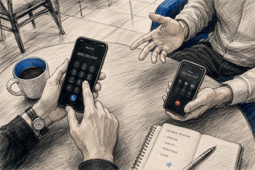 Hands simulating call and callback on phones