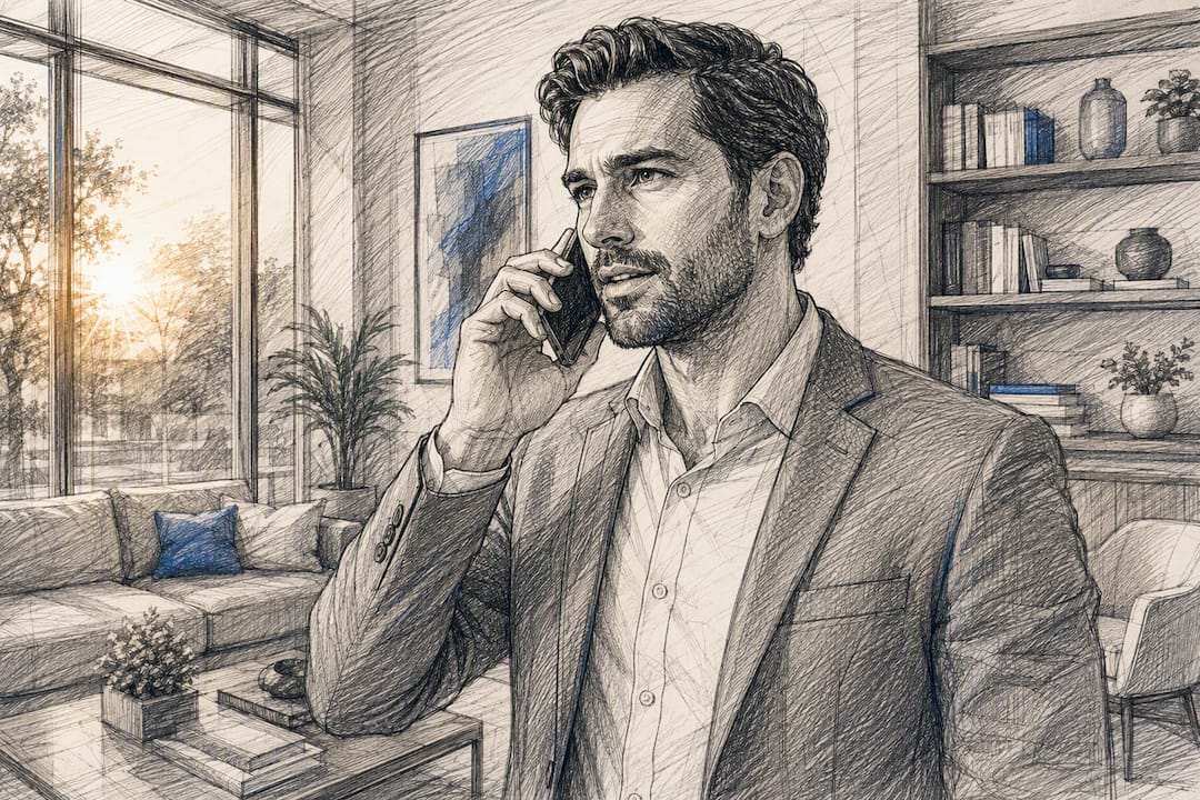 Investor listening thoughtfully on phone