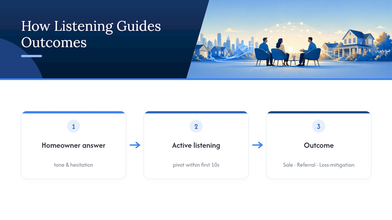 Listening cues leading to three call outcomes