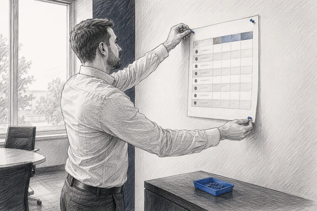 Manager posting sales contest standings sheet