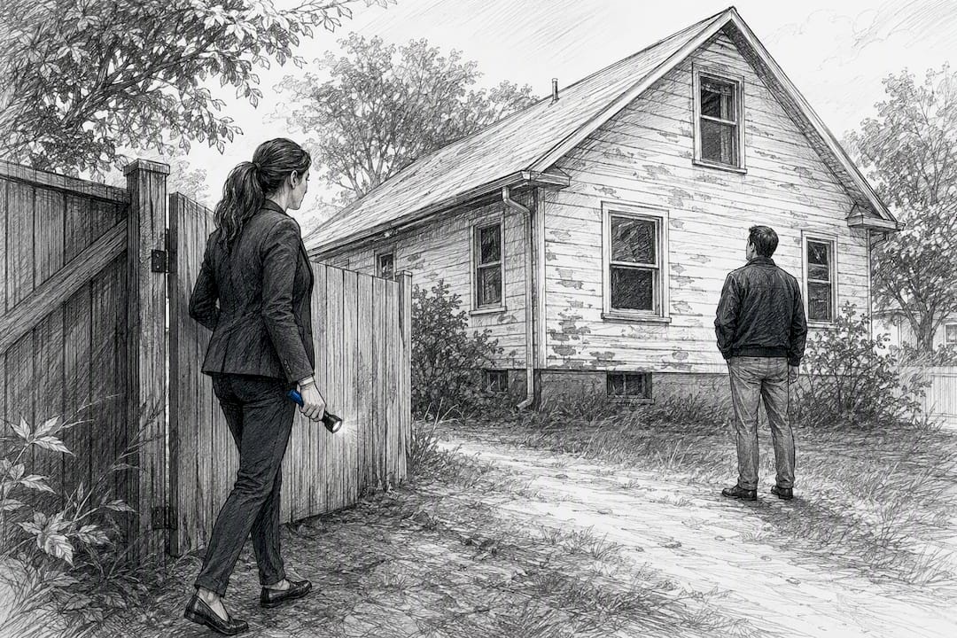 Professionals conducting vacant property safety inspection